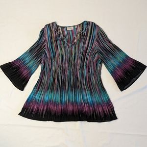 Size 24 Multi stripe boho style jewelled blouse summer